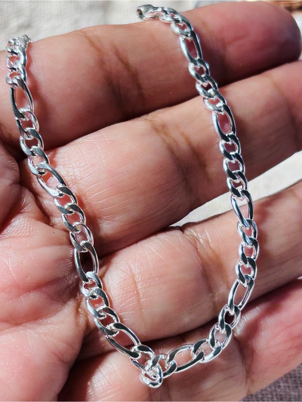 Men's Figaro Chain Necklace - Silver Finish
